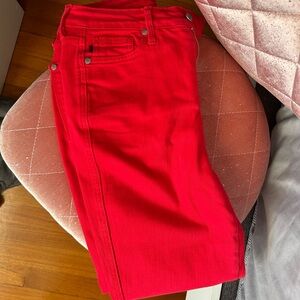 Red high waisted Judy blue jeans size 5/27